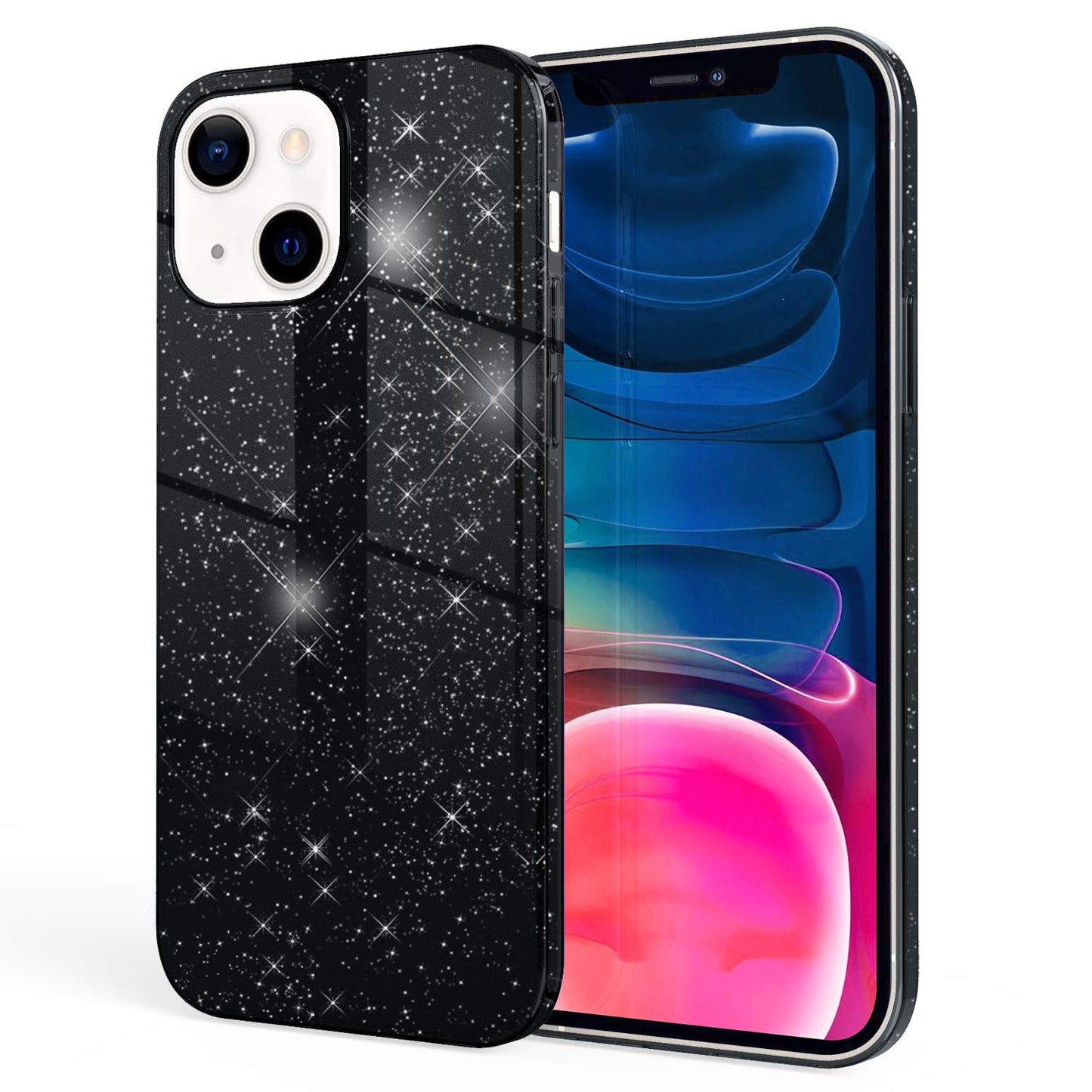 NALIA Glitzerhülle für iPhone 13 Mini – Funkelnder Glitzer-Look & Grip – SHINEPOP (Silikon Case) – Marke aus Berlin