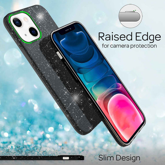 NALIA Glitzerhülle für iPhone 13 Mini – Funkelnder Glitzer-Look & Grip – SHINEPOP (Silikon Case) – Marke aus Berlin
