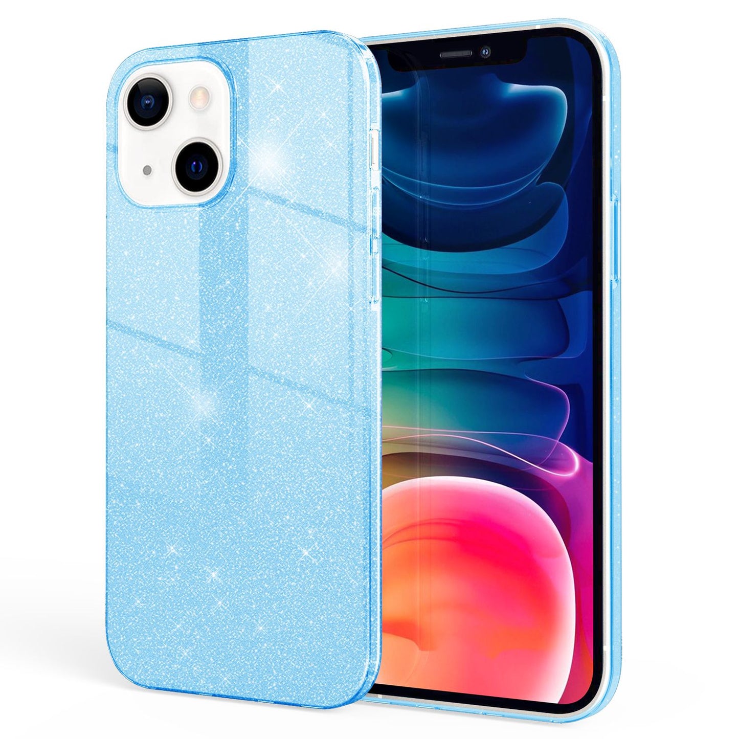 NALIA Glitzerhülle für iPhone 13 – Funkelnder Glitzer-Look & Grip – SHINEPOP (Silikon Case) – Marke aus Berlin