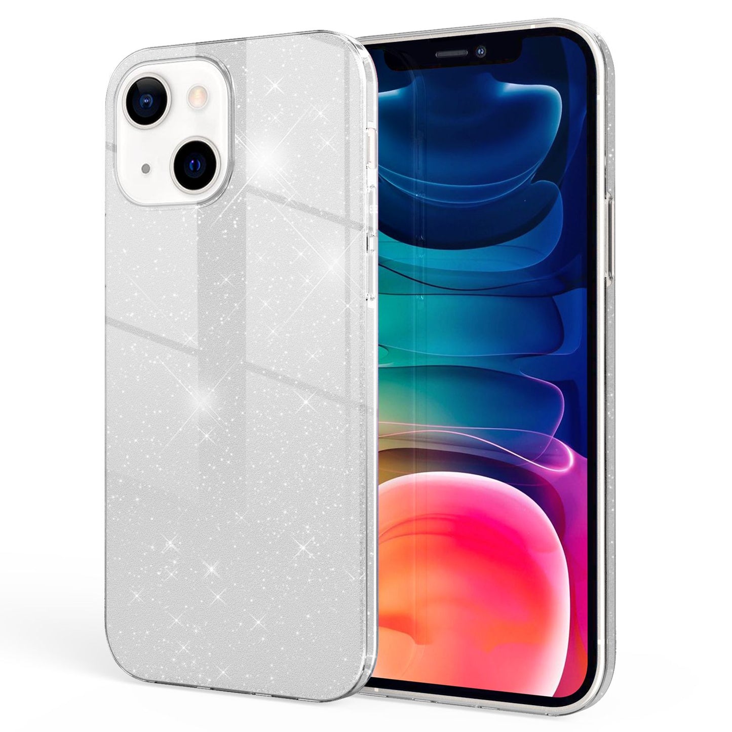 NALIA Glitzerhülle für iPhone 13 – Funkelnder Glitzer-Look & Grip – SHINEPOP (Silikon Case) – Marke aus Berlin