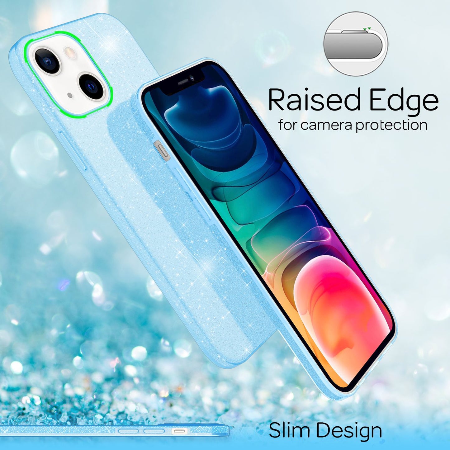 NALIA Glitzerhülle für iPhone 13 – Funkelnder Glitzer-Look & Grip – SHINEPOP (Silikon Case) – Marke aus Berlin
