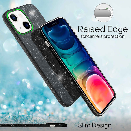NALIA Glitzerhülle für iPhone 13 – Funkelnder Glitzer-Look & Grip – SHINEPOP (Silikon Case) – Marke aus Berlin