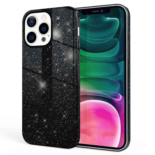 NALIA Glitzerhülle für iPhone 13 Pro – Funkelnder Glitzer-Look & Grip – SHINEPOP (Silikon Case) – Marke aus Berlin