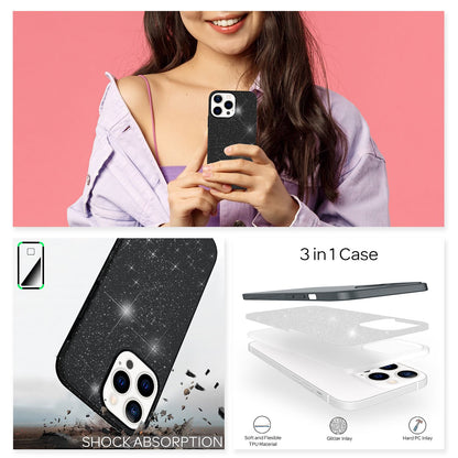 NALIA Glitzerhülle für iPhone 13 Pro – Funkelnder Glitzer-Look & Grip – SHINEPOP (Silikon Case) – Marke aus Berlin