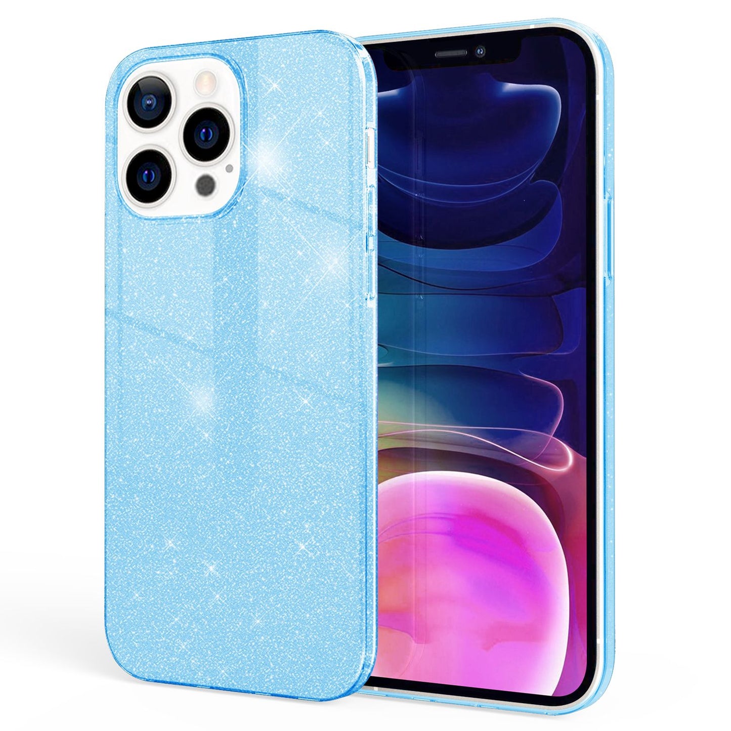 NALIA Glitzerhülle für iPhone 13 Pro Max – Funkelnder Glitzer-Look & Grip – SHINEPOP (Silikon Case) – Marke aus Berlin