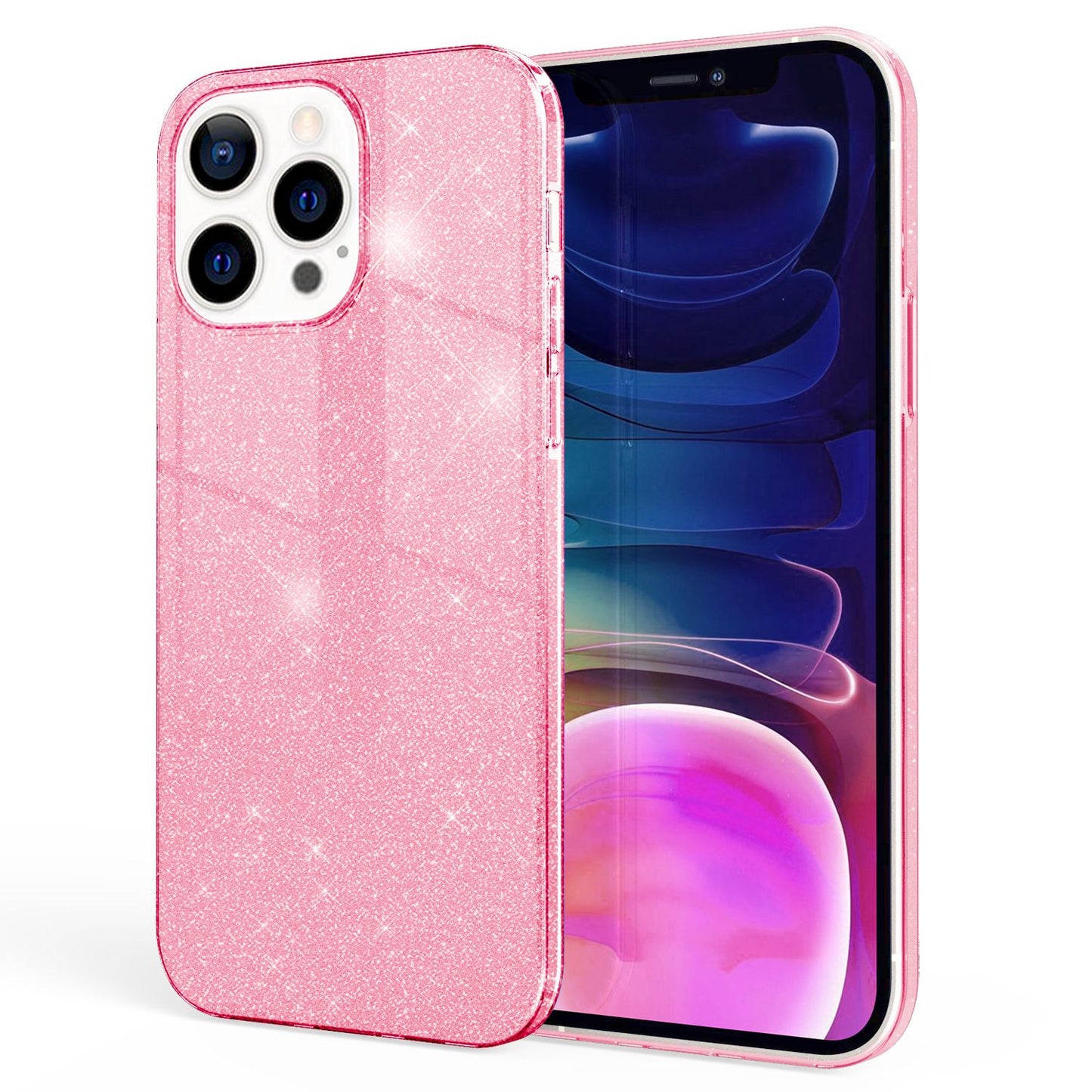 NALIA Glitzerhülle für iPhone 13 Pro Max – Funkelnder Glitzer-Look & Grip – SHINEPOP (Silikon Case) – Marke aus Berlin