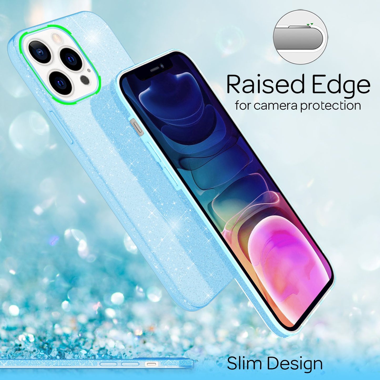 NALIA Glitzerhülle für iPhone 13 Pro Max – Funkelnder Glitzer-Look & Grip – SHINEPOP (Silikon Case) – Marke aus Berlin