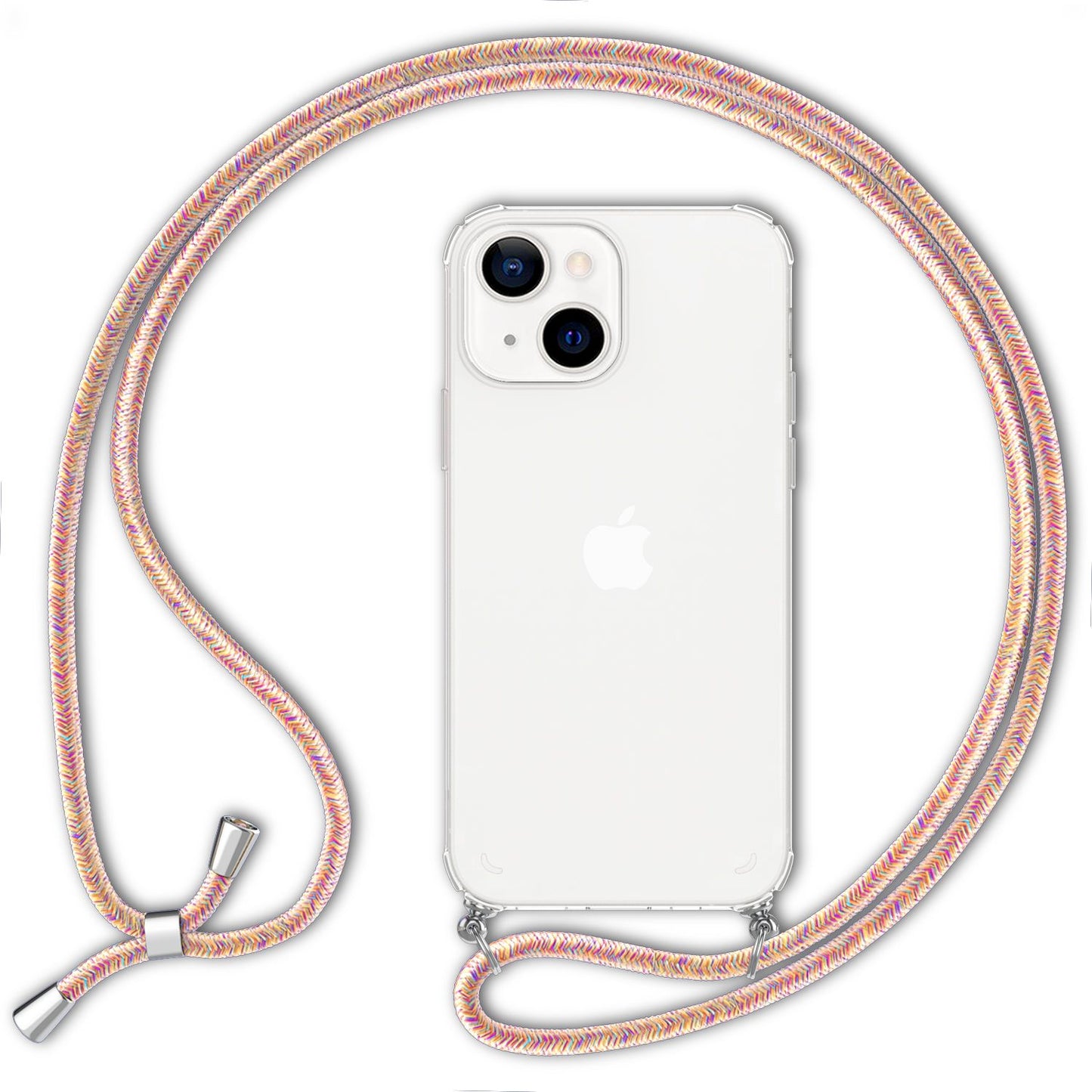 NALIA Handykette für iPhone 13 Mini – Transparentes Hybrid-Case & Band – HANGIT (Anti-Gelb Rückseite & Verstellbar) – Marke aus Berlin