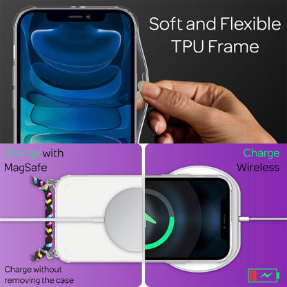 NALIA Handykette für iPhone 13 Mini – Transparentes Hybrid-Case & Band – HANGIT (Anti-Gelb Rückseite & Verstellbar) – Marke aus Berlin