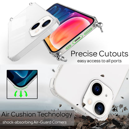NALIA Handykette für iPhone 13 – Transparentes Hybrid-Case & Band – HANGIT (Anti-Gelb Rückseite & Verstellbar) – Marke aus Berlin