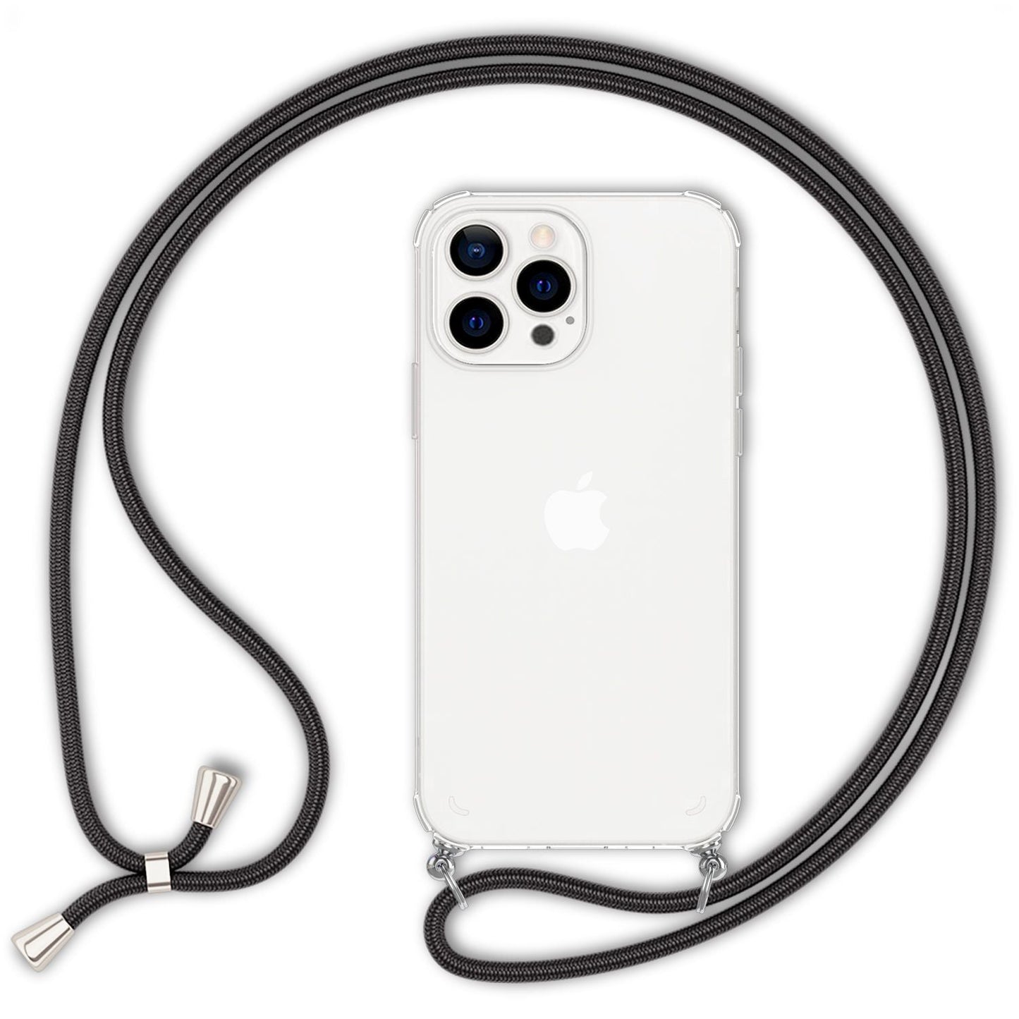 NALIA Handykette für iPhone 13 Pro – Transparentes Hybrid-Case & Band – HANGIT (Anti-Gelb Rückseite & Verstellbar) – Marke aus Berlin