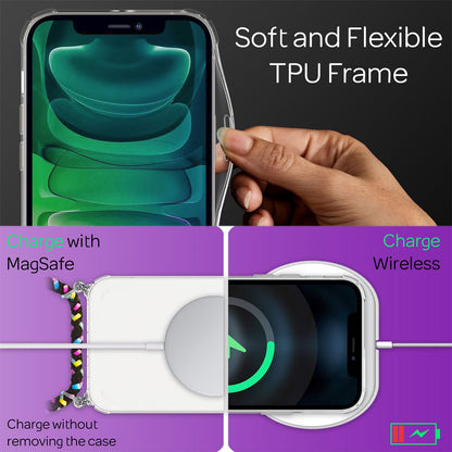 NALIA Handykette für iPhone 13 Pro – Transparentes Hybrid-Case & Band – HANGIT (Anti-Gelb Rückseite & Verstellbar) – Marke aus Berlin