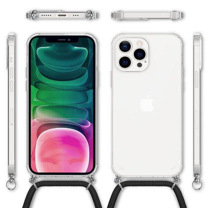 NALIA Handykette für iPhone 13 Pro – Transparentes Hybrid-Case & Band – HANGIT (Anti-Gelb Rückseite & Verstellbar) – Marke aus Berlin