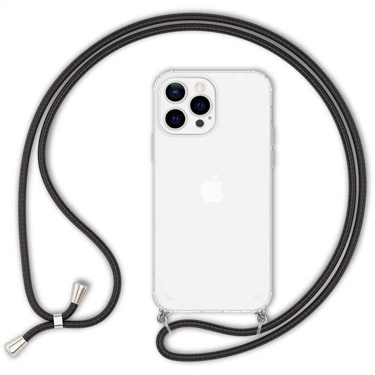 NALIA Handykette für iPhone 13 Pro Max – Transparentes Hybrid-Case & Band – HANGIT (Anti-Gelb Rückseite & Verstellbar) – Marke aus Berlin