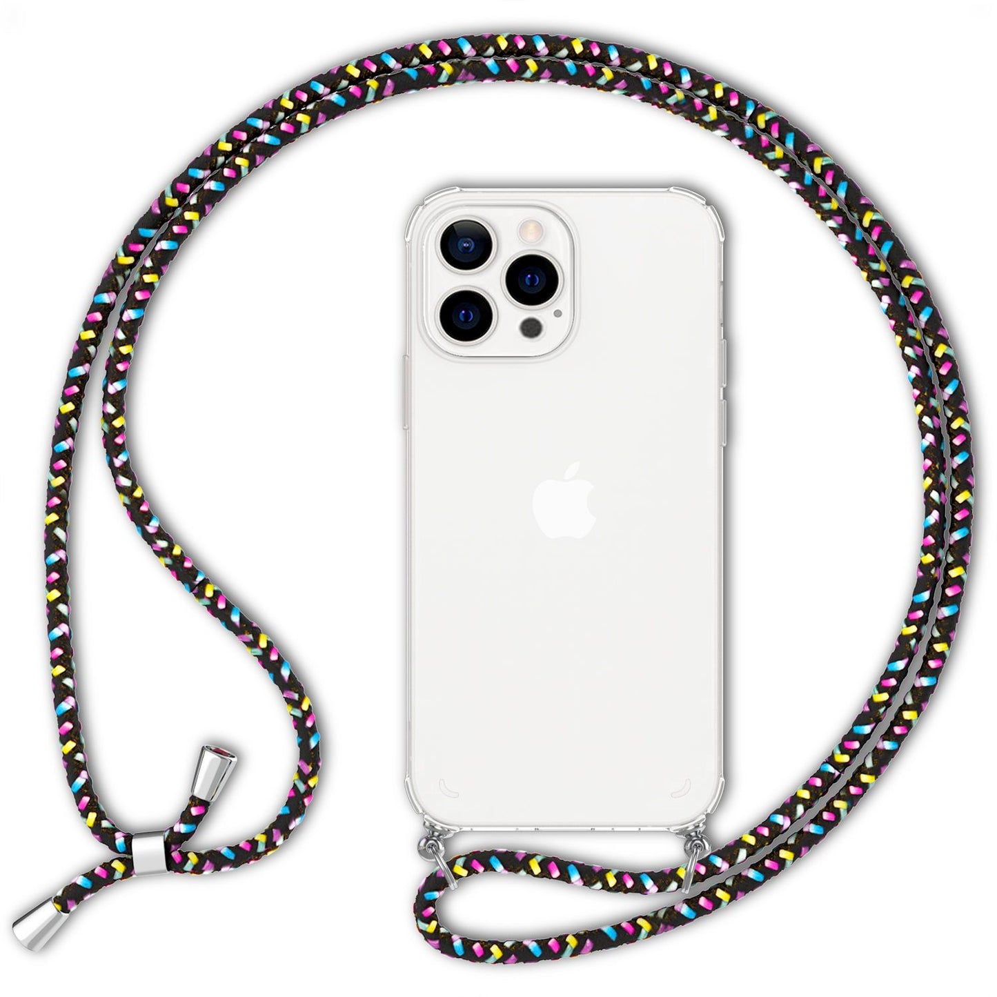 NALIA Handykette für iPhone 13 Pro Max – Transparentes Hybrid-Case & Band – HANGIT (Anti-Gelb Rückseite & Verstellbar) – Marke aus Berlin