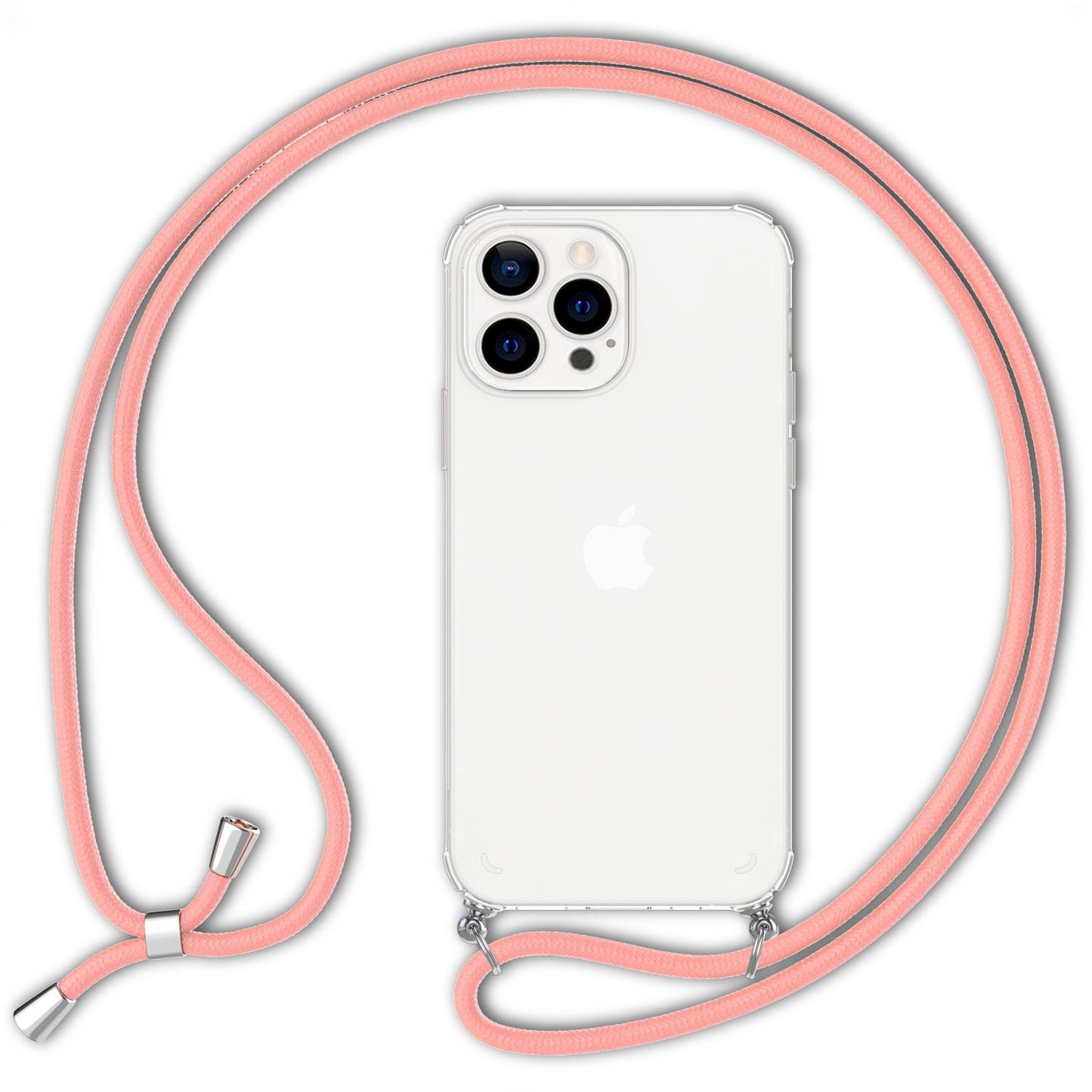 NALIA Handykette für iPhone 13 Pro Max – Transparentes Hybrid-Case & Band – HANGIT (Anti-Gelb Rückseite & Verstellbar) – Marke aus Berlin