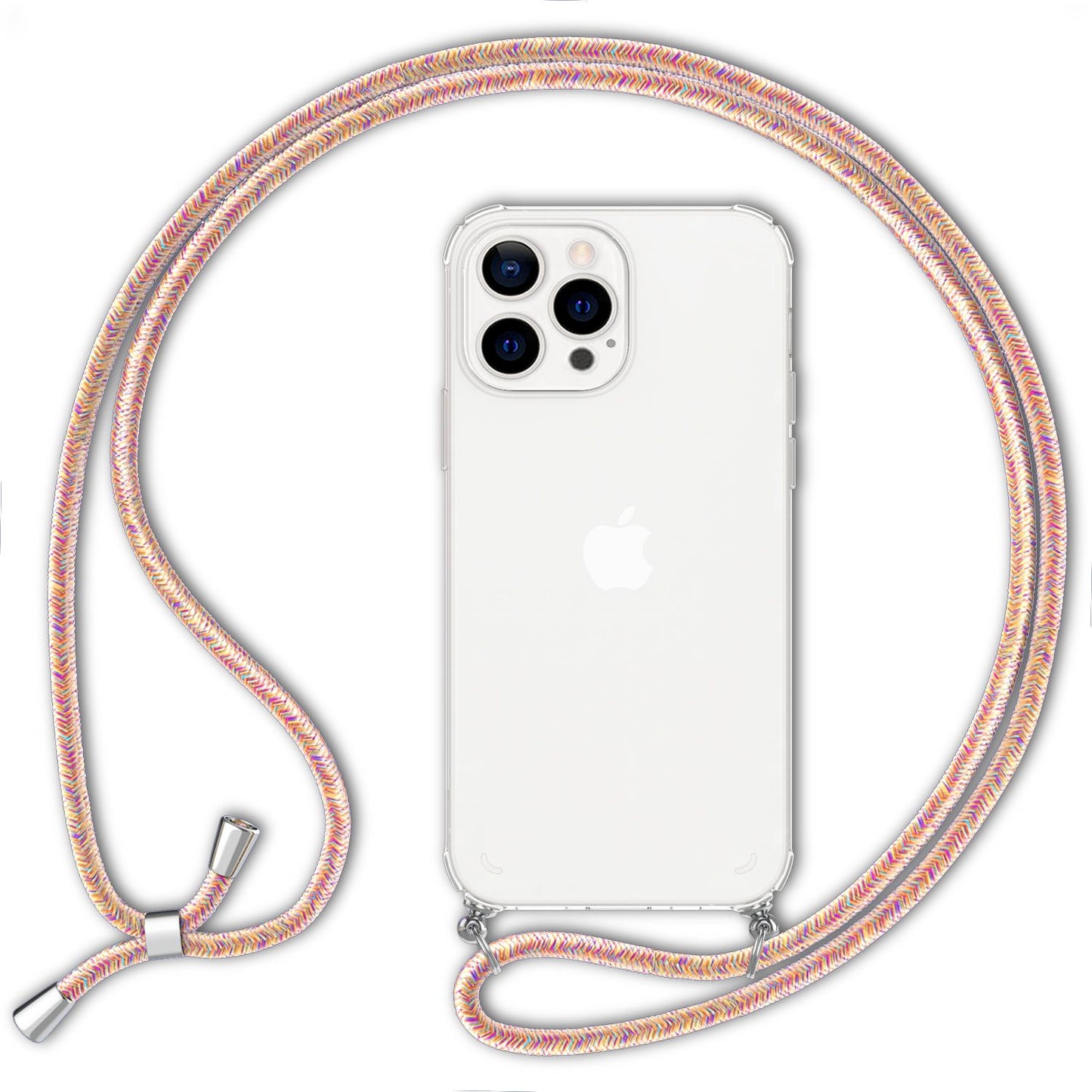 NALIA Handykette für iPhone 13 Pro Max – Transparentes Hybrid-Case & Band – HANGIT (Anti-Gelb Rückseite & Verstellbar) – Marke aus Berlin