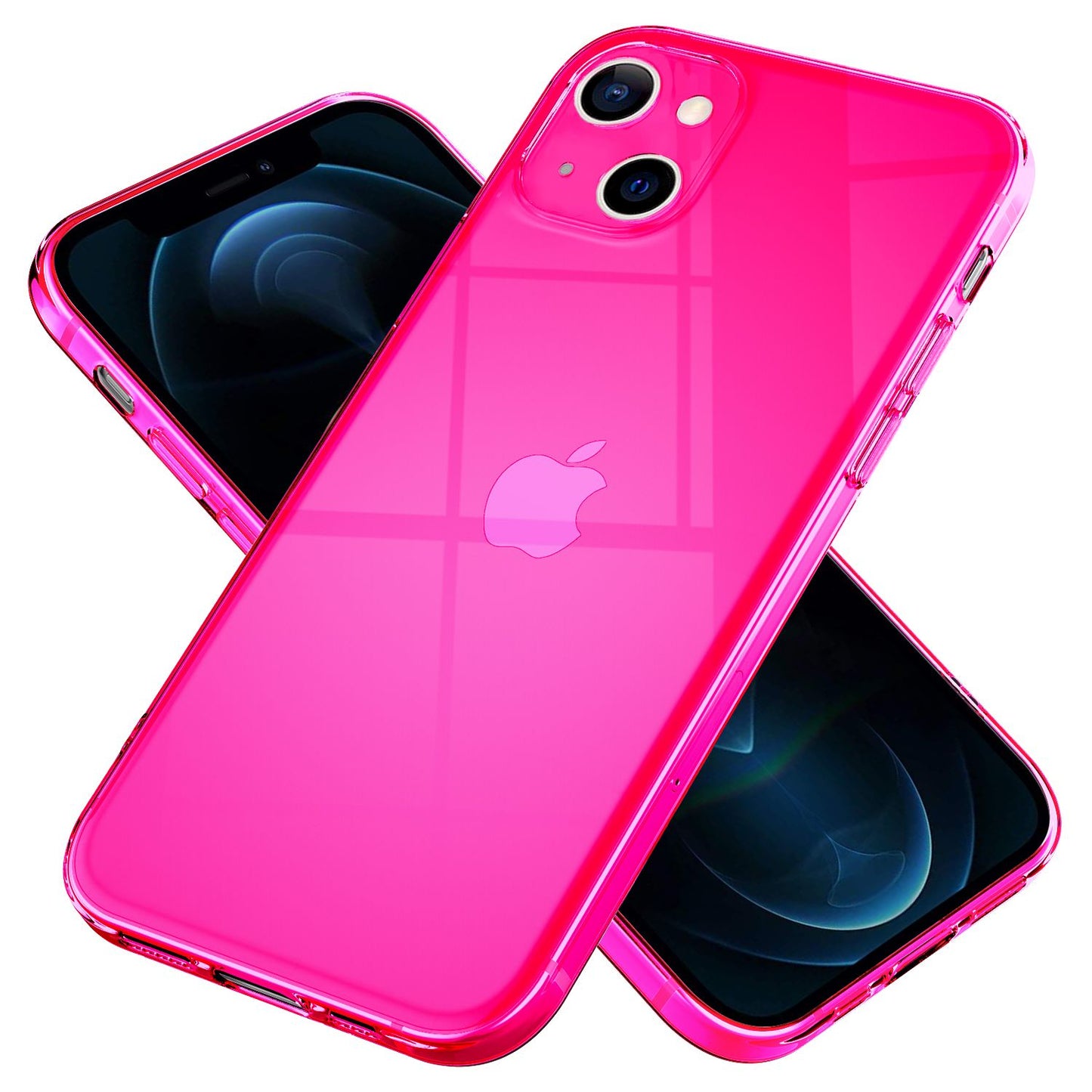NALIA Neon Silikonhülle für iPhone 13 Mini – Knallige Signal-Farbe & Linsenschutz – VIBE (Transparentes Case) – Marke aus Berlin