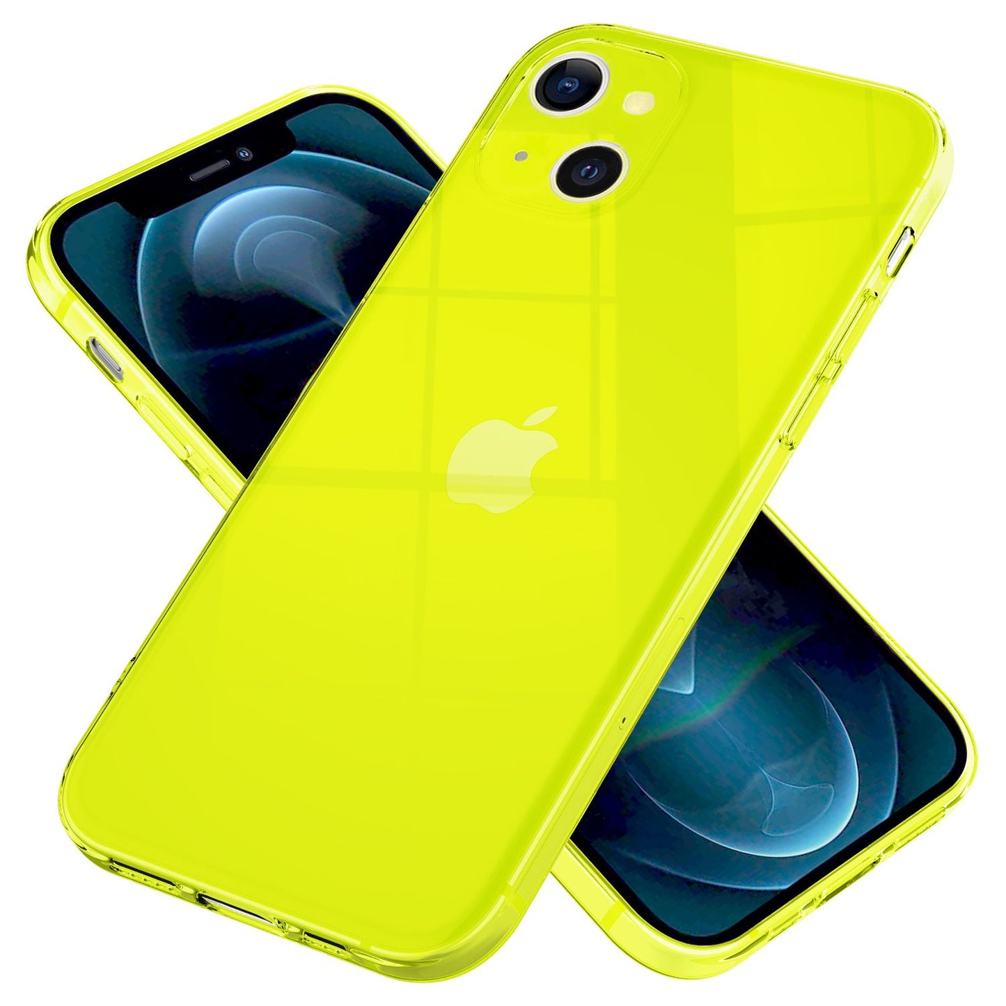 NALIA Neon Silikonhülle für iPhone 13 Mini – Knallige Signal-Farbe & Linsenschutz – VIBE (Transparentes Case) – Marke aus Berlin