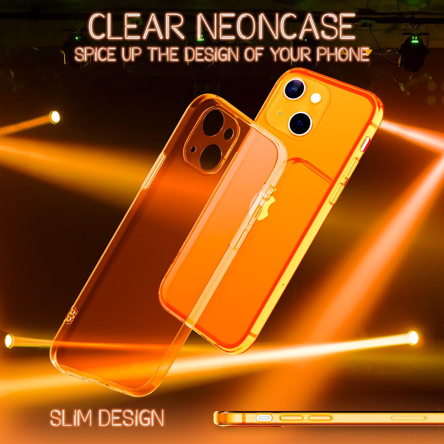 NALIA Neon Silikonhülle für iPhone 13 Mini – Knallige Signal-Farbe & Linsenschutz – VIBE (Transparentes Case) – Marke aus Berlin