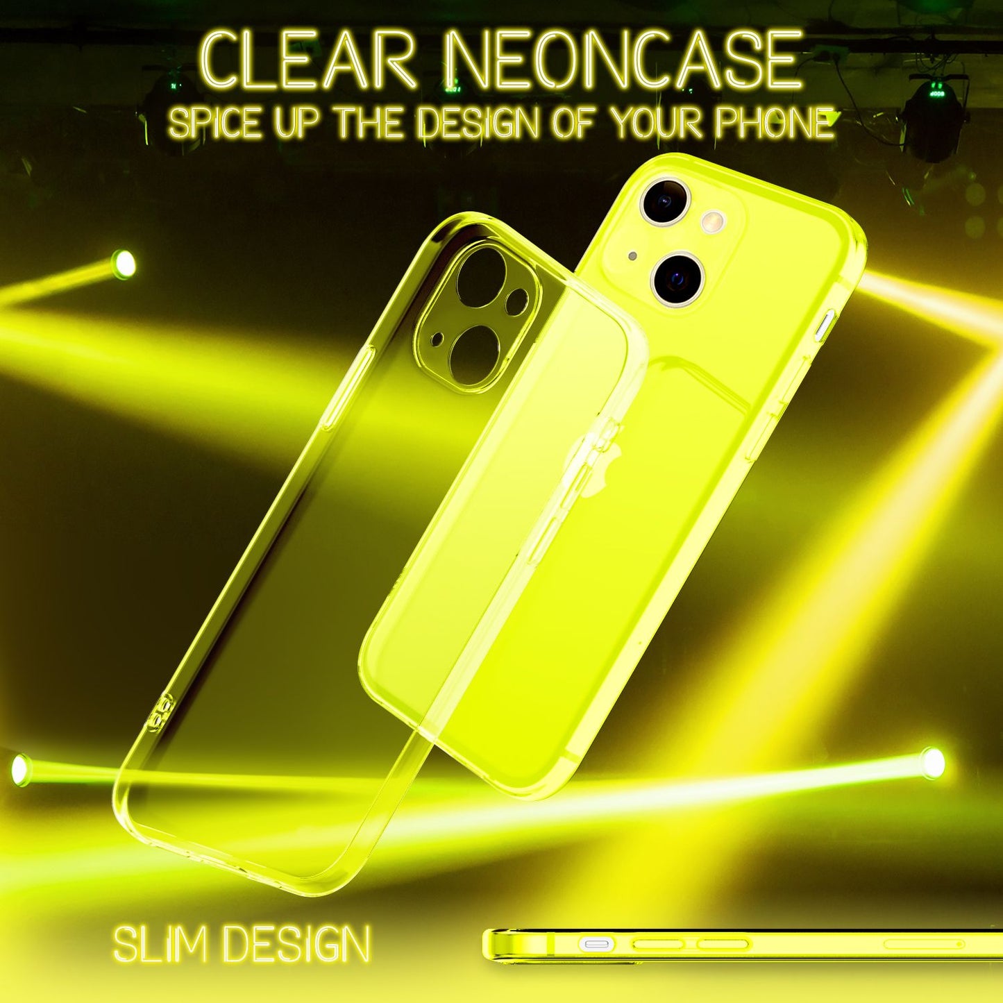 NALIA Neon Silikonhülle für iPhone 13 Mini – Knallige Signal-Farbe & Linsenschutz – VIBE (Transparentes Case) – Marke aus Berlin
