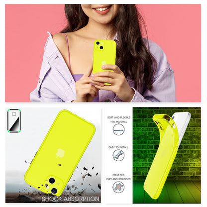 NALIA Neon Silikonhülle für iPhone 13 Mini – Knallige Signal-Farbe & Linsenschutz – VIBE (Transparentes Case) – Marke aus Berlin