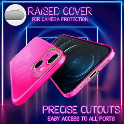 NALIA Neon Silikonhülle für iPhone 13 Mini – Knallige Signal-Farbe & Linsenschutz – VIBE (Transparentes Case) – Marke aus Berlin