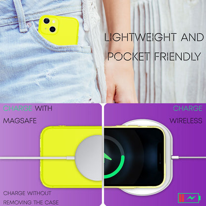 NALIA Neon Silikonhülle für iPhone 13 Mini – Knallige Signal-Farbe & Linsenschutz – VIBE (Transparentes Case) – Marke aus Berlin