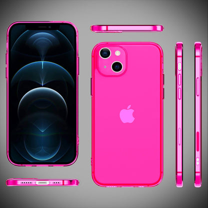 NALIA Neon Silikonhülle für iPhone 13 Mini – Knallige Signal-Farbe & Linsenschutz – VIBE (Transparentes Case) – Marke aus Berlin