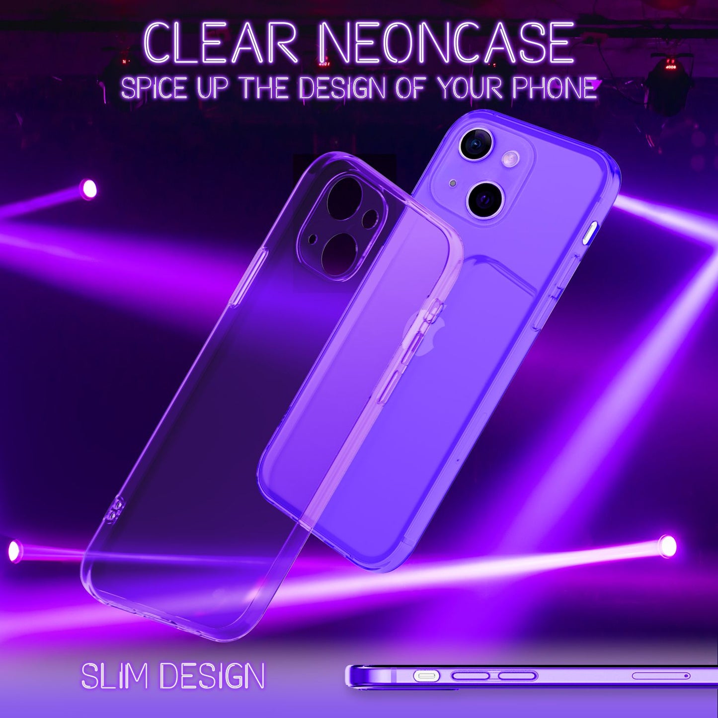 NALIA Neon Silikonhülle für iPhone 13 – Knallige Signal-Farbe & Linsenschutz – VIBE (Transparentes Case) – Marke aus Berlin