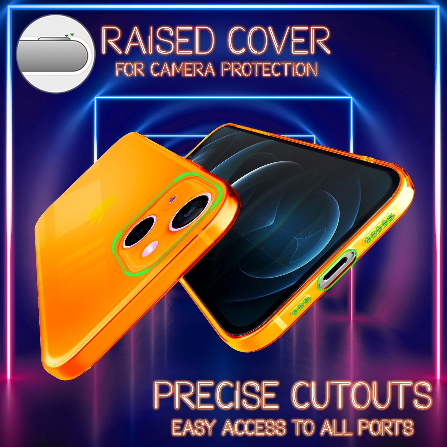 NALIA Neon Silikonhülle für iPhone 13 – Knallige Signal-Farbe & Linsenschutz – VIBE (Transparentes Case) – Marke aus Berlin
