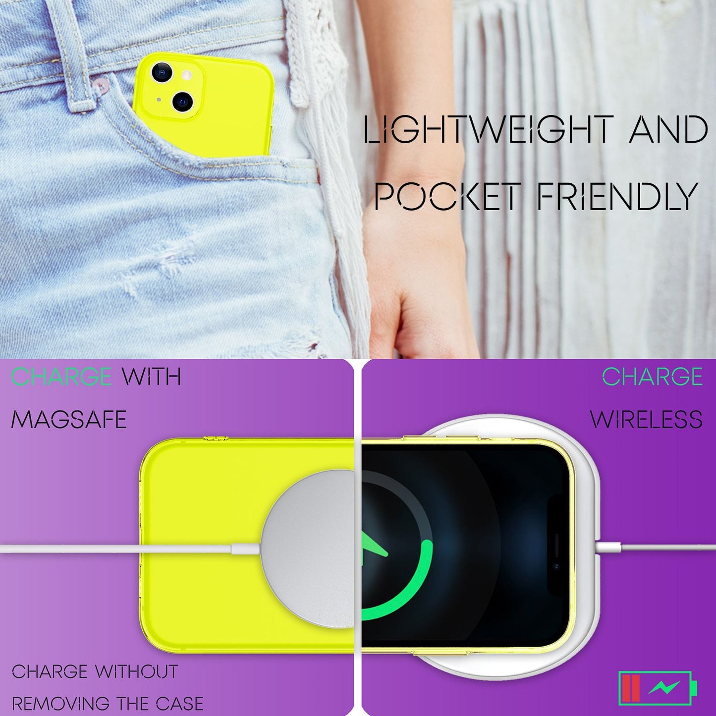 NALIA Neon Silikonhülle für iPhone 13 – Knallige Signal-Farbe & Linsenschutz – VIBE (Transparentes Case) – Marke aus Berlin