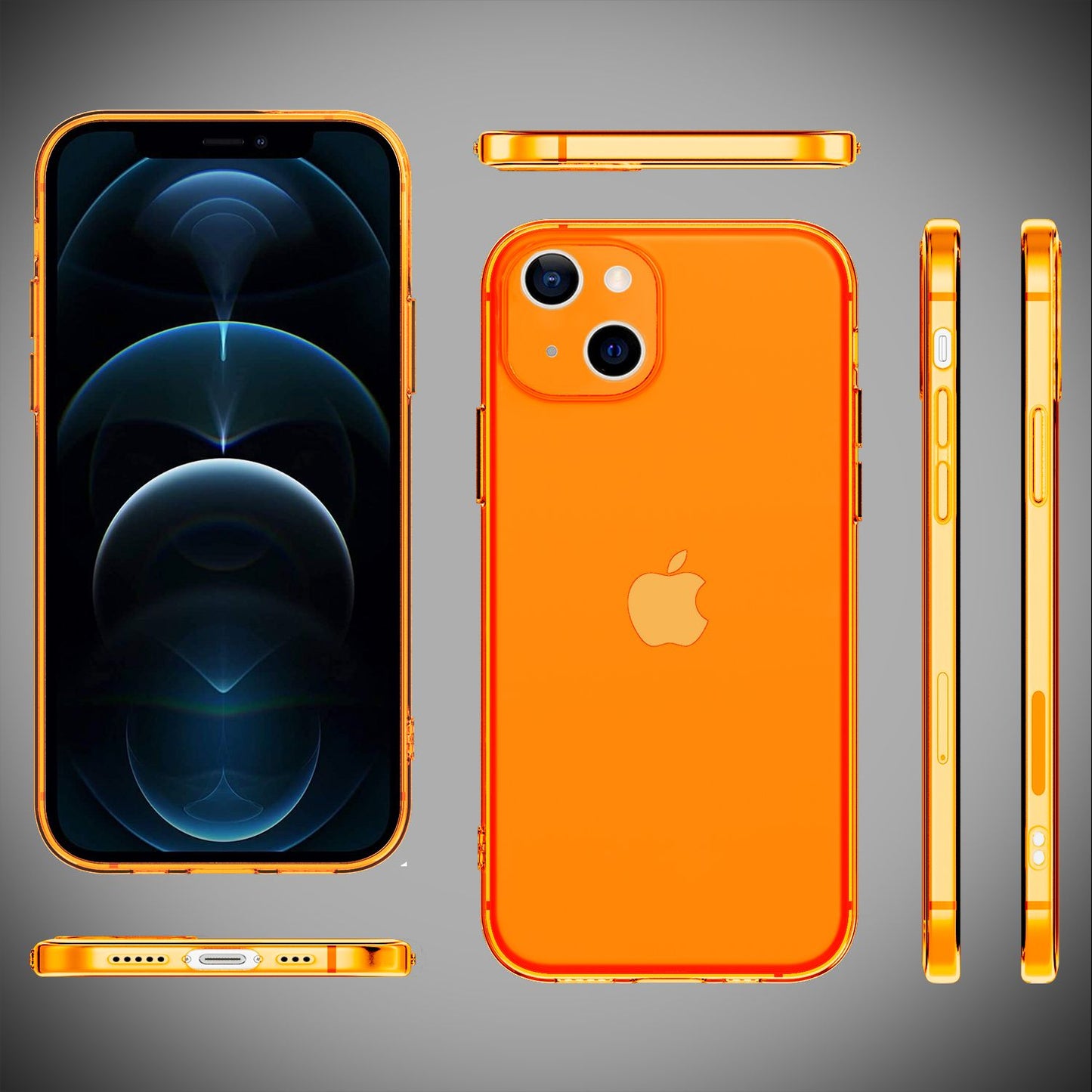 NALIA Neon Silikonhülle für iPhone 13 – Knallige Signal-Farbe & Linsenschutz – VIBE (Transparentes Case) – Marke aus Berlin