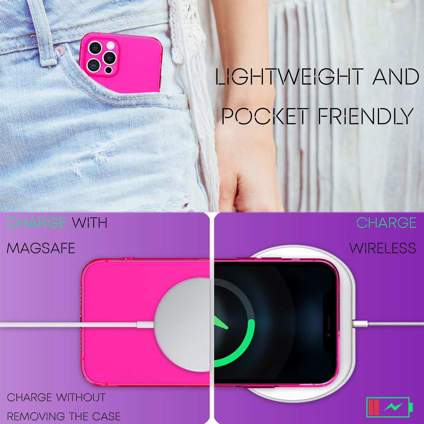 NALIA Neon Silikonhülle für iPhone 13 Pro – Knallige Signal-Farbe & Linsenschutz – VIBE (Transparentes Case) – Marke aus Berlin