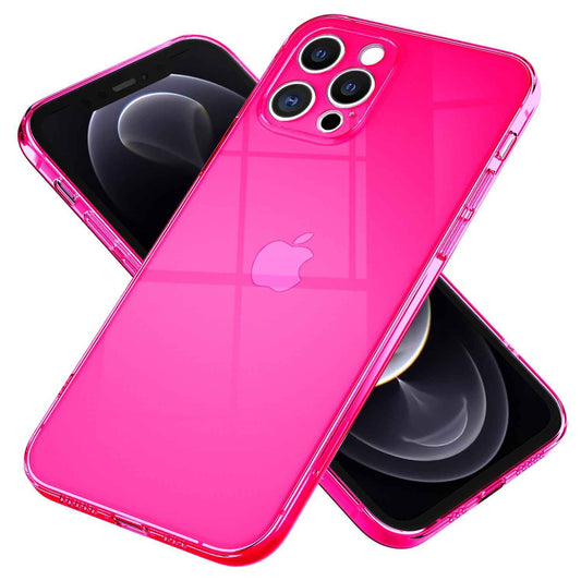 NALIA Neon Silikonhülle für iPhone 13 Pro Max – Knallige Signal-Farbe & Linsenschutz – VIBE (Transparentes Case) – Marke aus Berlin