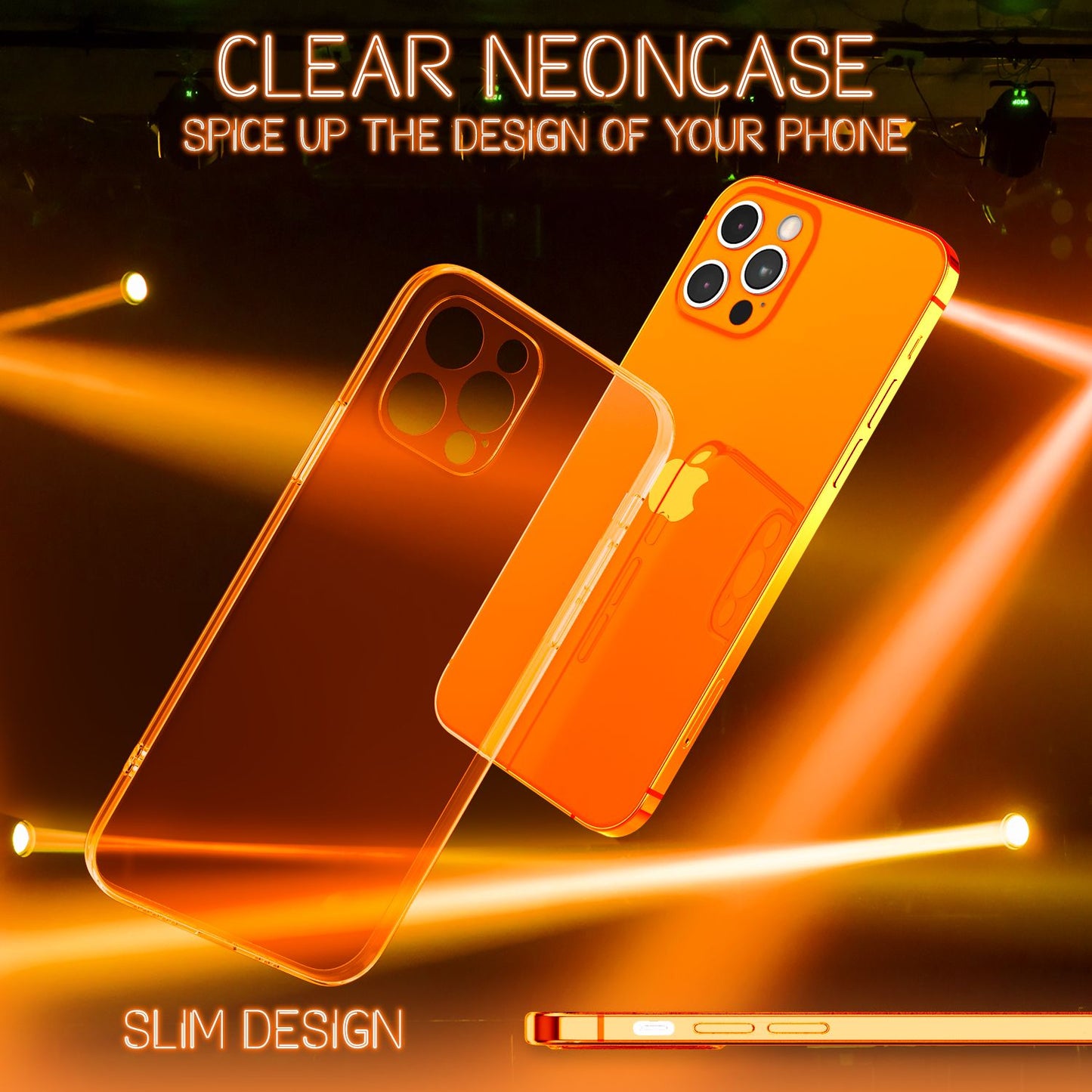 NALIA Neon Silikonhülle für iPhone 13 Pro Max – Knallige Signal-Farbe & Linsenschutz – VIBE (Transparentes Case) – Marke aus Berlin