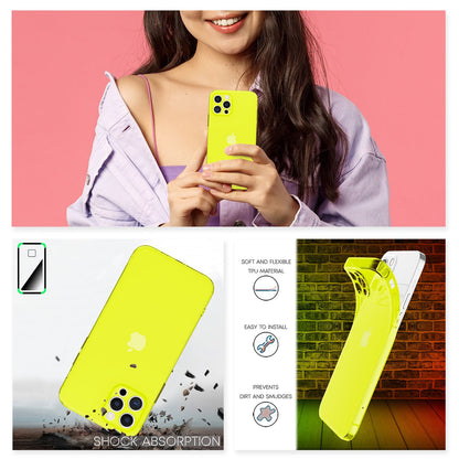 NALIA Neon Silikonhülle für iPhone 13 Pro Max – Knallige Signal-Farbe & Linsenschutz – VIBE (Transparentes Case) – Marke aus Berlin