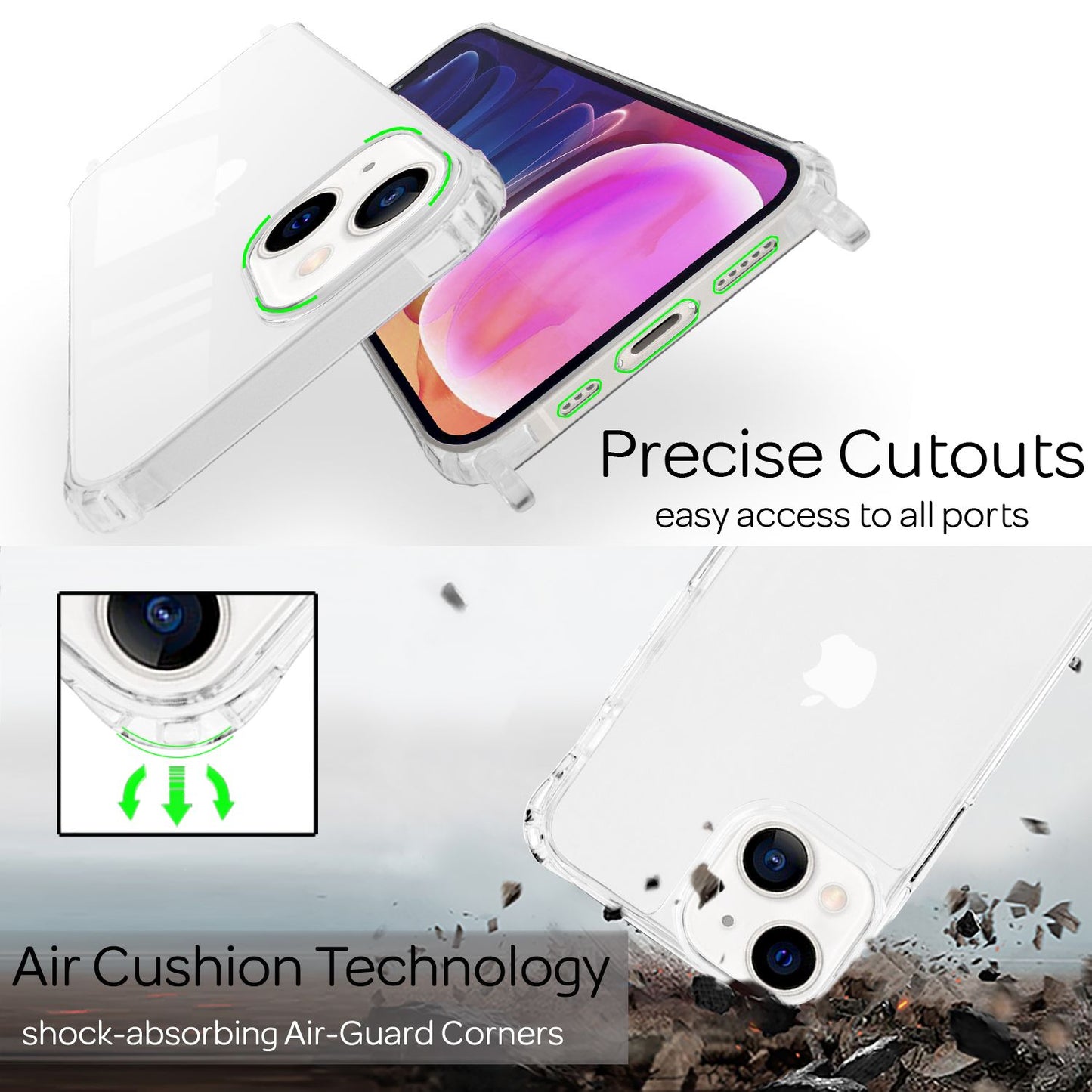 NALIA Handykette für iPhone 13 – Transparentes Hybrid-Case & Band – HANGIT PRO (Anti-Gelb Rückseite & Verstellbar) – Marke aus Berlin