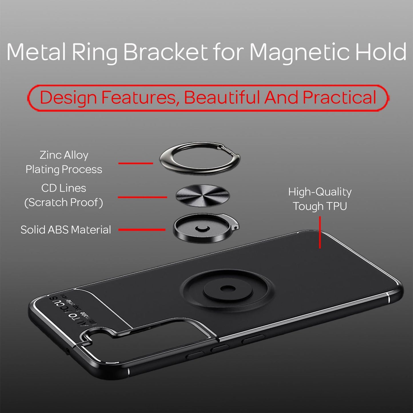 NALIA Ringhülle für Samsung Galaxy S22 Plus – Ring-Ständer 360° & für Magnet-Halter – GRIP360 (Mattiertes Silikon Case) – Marke aus Berlin