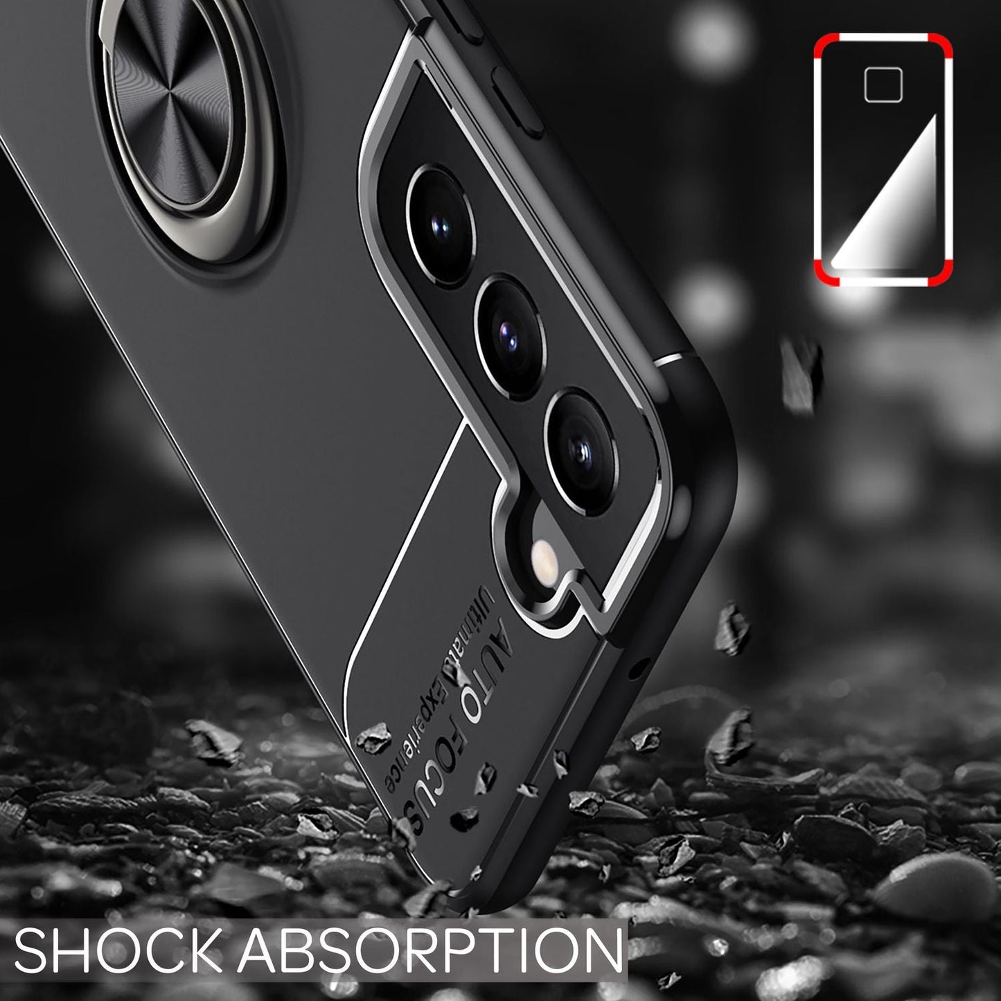 NALIA Ringhülle für Samsung Galaxy S22 Plus – Ring-Ständer 360° & für Magnet-Halter – GRIP360 (Mattiertes Silikon Case) – Marke aus Berlin