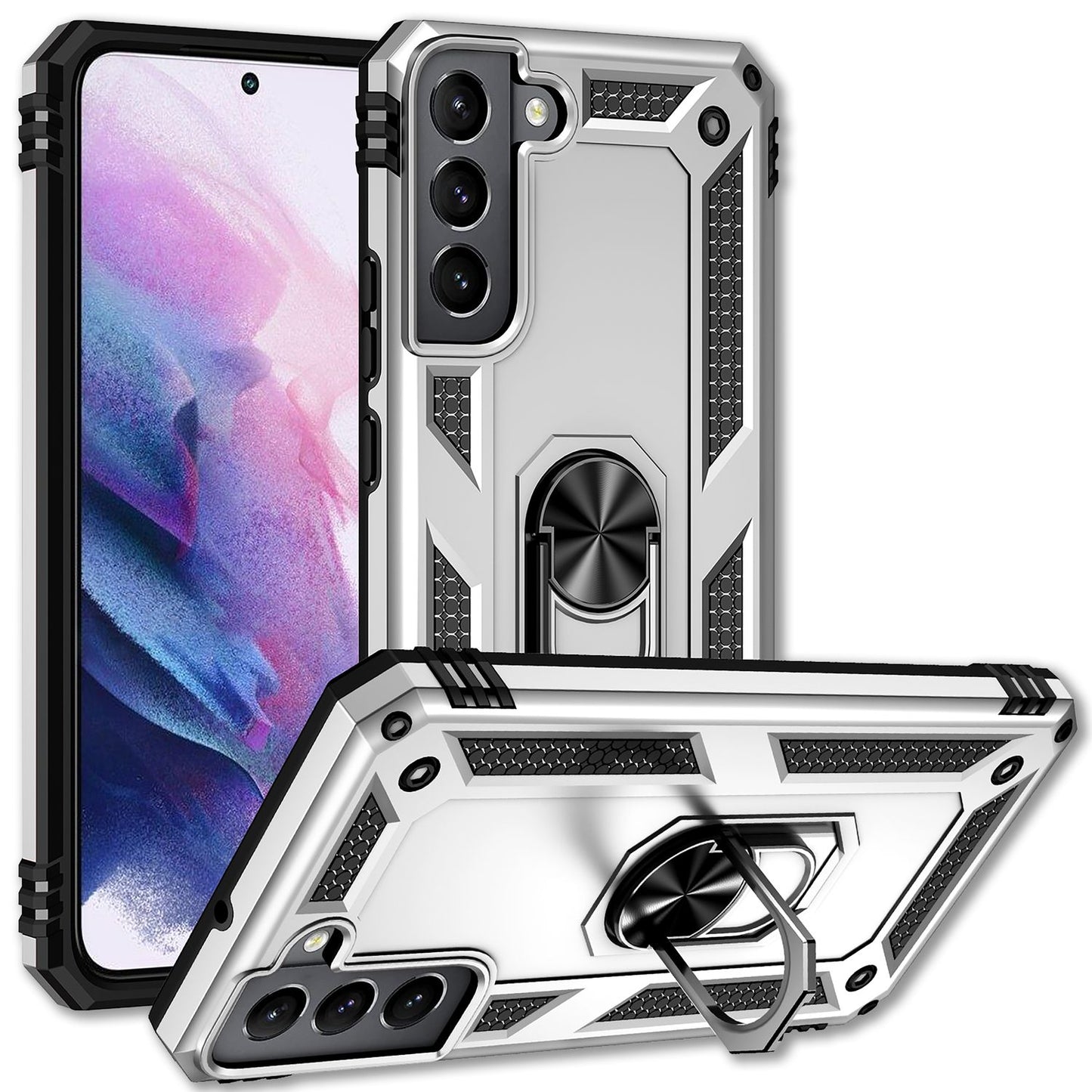 NALIA Panzerhülle für Samsung Galaxy S22 – Ring-Ständer 360° & Magnet-Halterung Kompatibel – RINGDEFEND (Stoßfestes Outdoor Case) – Marke aus Berlin