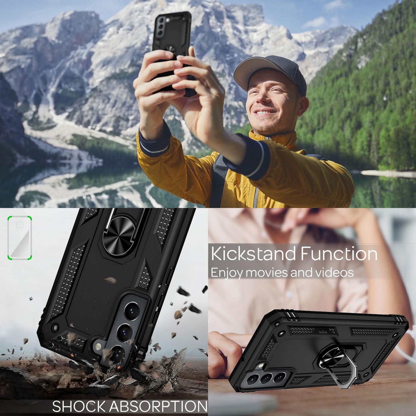 NALIA Panzerhülle für Samsung Galaxy S22 Plus – Ring-Ständer 360° & Magnet-Halterung Kompatibel – RINGDEFEND (Stoßfestes Outdoor Case) – Marke aus Berlin