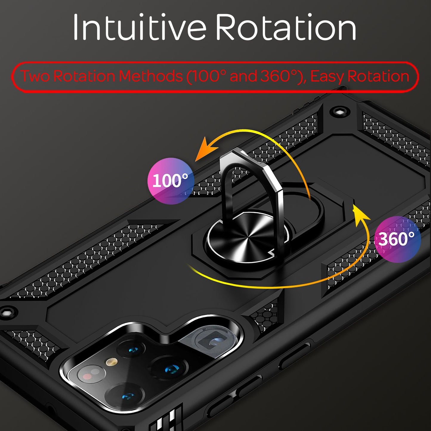 NALIA Panzerhülle für Samsung Galaxy S22 Ultra – Ring-Ständer 360° & Magnet-Halterung Kompatibel – RINGDEFEND (Stoßfestes Outdoor Case) – Marke aus Berlin