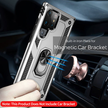 NALIA Panzerhülle für Samsung Galaxy S22 Ultra – Ring-Ständer 360° & Magnet-Halterung Kompatibel – RINGDEFEND (Stoßfestes Outdoor Case) – Marke aus Berlin