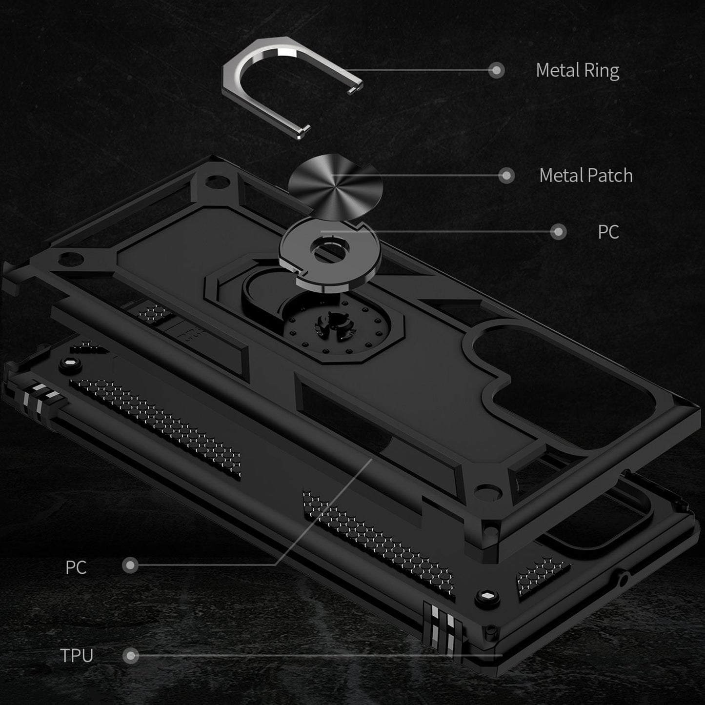 NALIA Panzerhülle für Samsung Galaxy S22 Ultra – Ring-Ständer 360° & Magnet-Halterung Kompatibel – RINGDEFEND (Stoßfestes Outdoor Case) – Marke aus Berlin