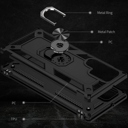 NALIA Panzerhülle für Samsung Galaxy S22 Ultra – Ring-Ständer 360° & Magnet-Halterung Kompatibel – RINGDEFEND (Stoßfestes Outdoor Case) – Marke aus Berlin
