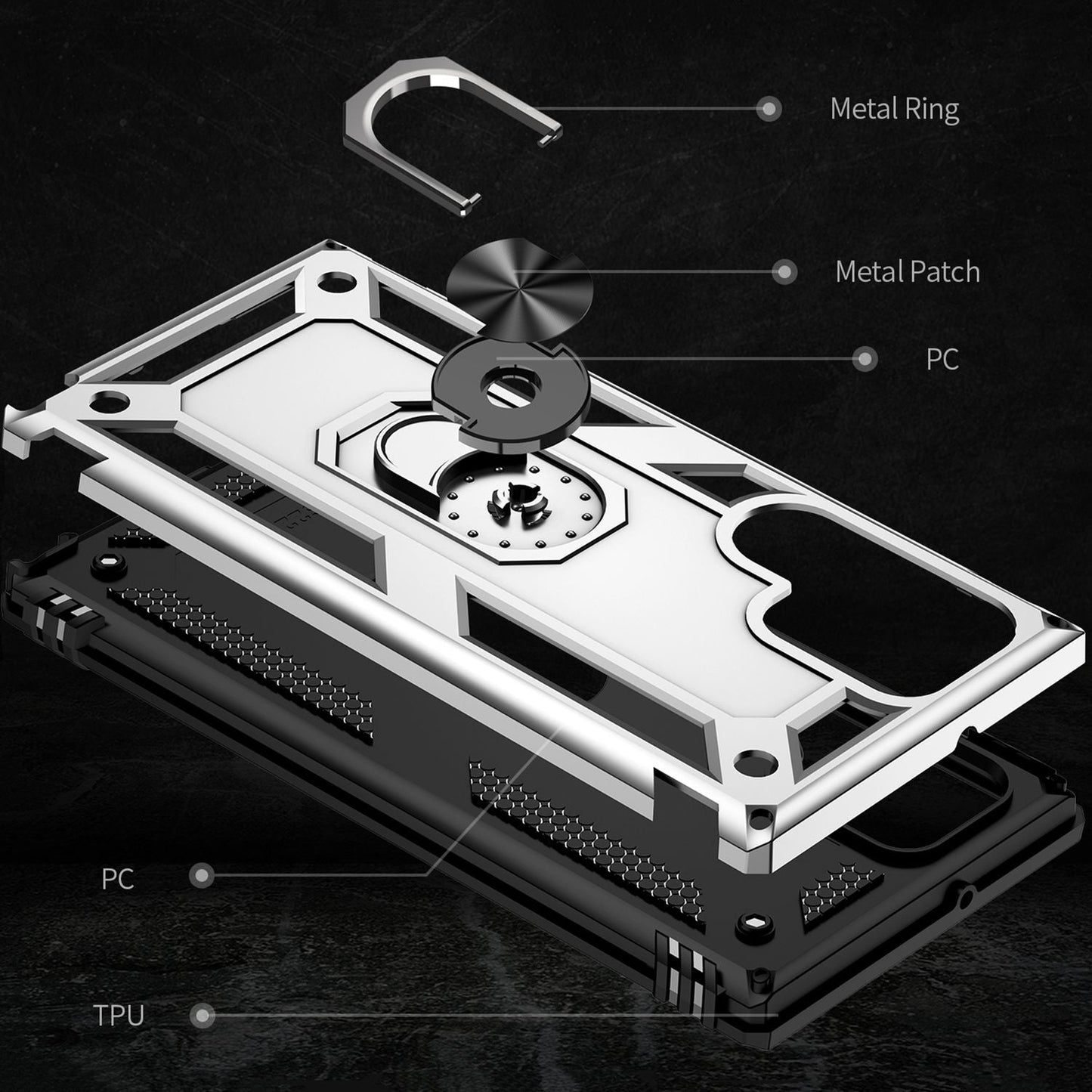 NALIA Panzerhülle für Samsung Galaxy S22 Ultra – Ring-Ständer 360° & Magnet-Halterung Kompatibel – RINGDEFEND (Stoßfestes Outdoor Case) – Marke aus Berlin