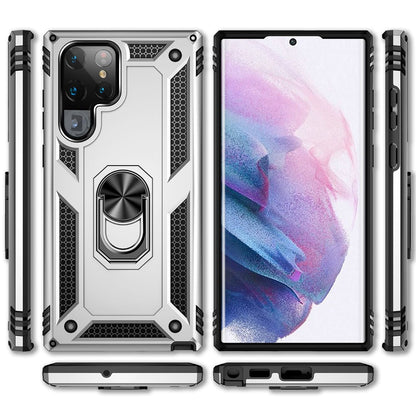 NALIA Panzerhülle für Samsung Galaxy S22 Ultra – Ring-Ständer 360° & Magnet-Halterung Kompatibel – RINGDEFEND (Stoßfestes Outdoor Case) – Marke aus Berlin