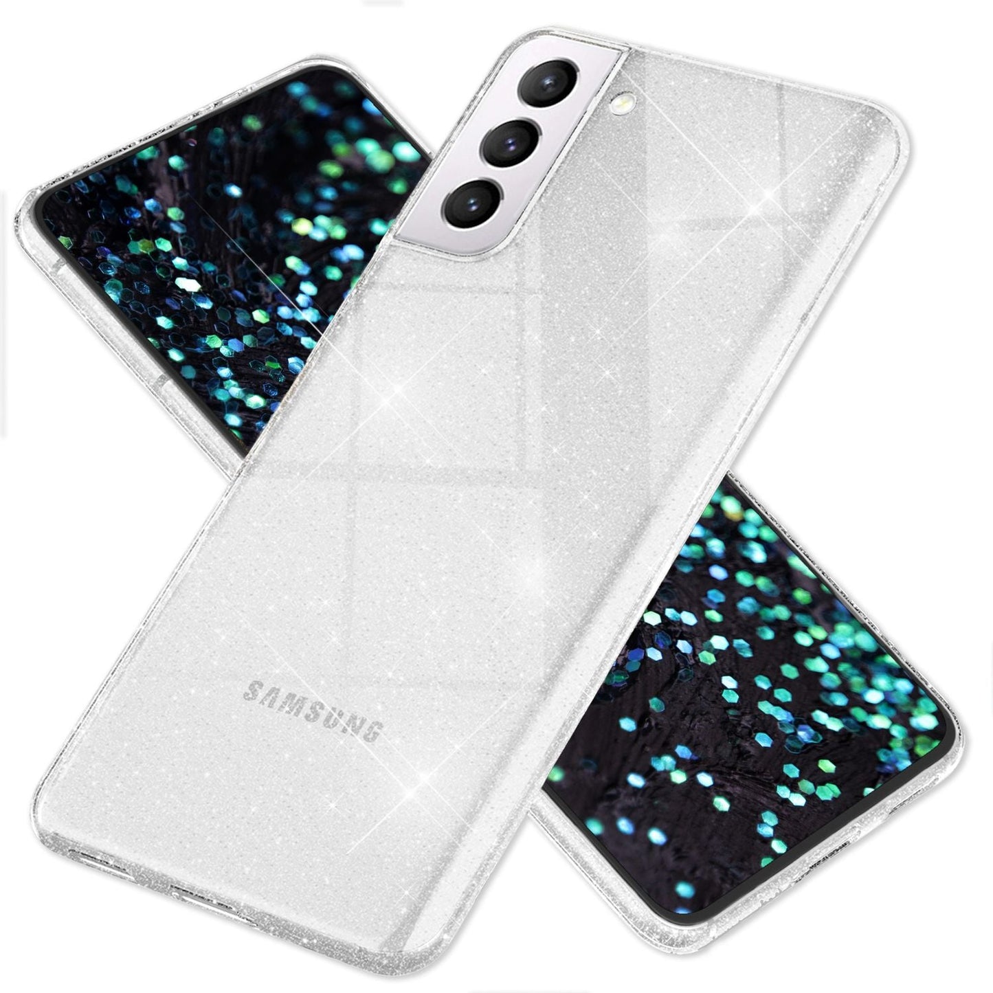 NALIA Glitzerhülle für Samsung Galaxy S22 – Funkelndes Silikon Case – DAZZLIN (Transparent & Stoßfest) – Marke aus Berlin