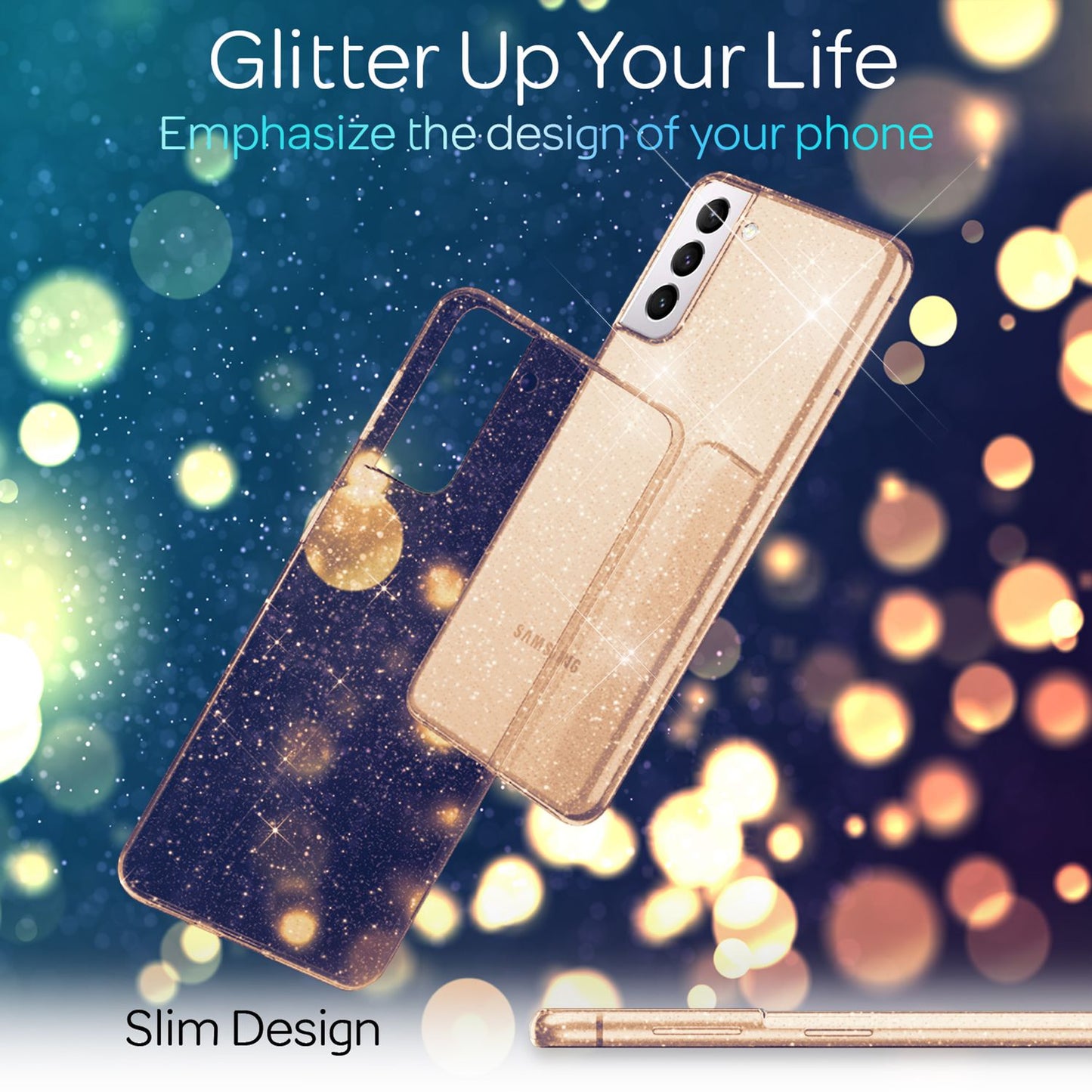 NALIA Glitzerhülle für Samsung Galaxy S22 – Funkelndes Silikon Case – DAZZLIN (Transparent & Stoßfest) – Marke aus Berlin
